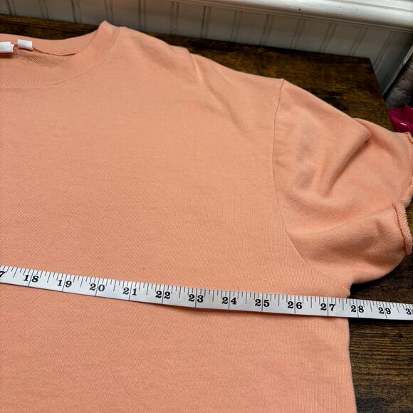 Gap Size XXL Cropped Sweatshirt Short Sleeve Relaxed Peach Slouchy Loungewear - Picture 8 of 13